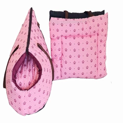 Kit Transporte de cães, Bolsa Colchonete para cães, Impermeavel Top Realeza Rosa