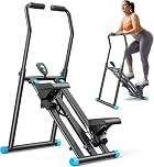 MERACH Upgraded Stair Stepper Exercise Machine for Home Gym, Foldable Vertical Stair Climber with Adjustable 3 Level Resistance, Extended Step Range (Black)