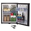SMETA Mini Fridge with Lock and Key Quiet Lockable No Noise Absorption Mini Medical Refrigerator with Lock 12V/110V Compact Portable DC Locking Fridge for Office Van Storage Dorm, 1.0 Cu.Ft, Black