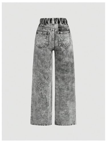 GORGLITTER Girl's Baggy Jeans Wide Leg Ripped High Elastic Waisted Denim Pants Cute Y2K Summer Trousers Streetwear2