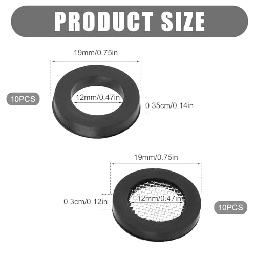image for NQEUEPN 20pcs Shower Head Filter Gasket, 2 Types Faucet Washers 10 Rub
