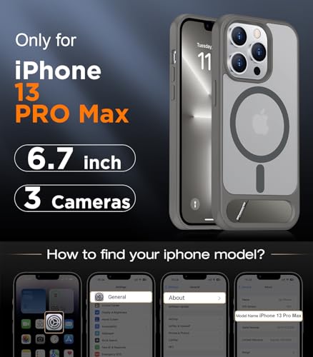 Image of Magnetic Compatible with iPhone 13 Pro Max Case, [Built-in Invisible Kickstand][Compatible with MagSafe] [Military Grade Shockproof] Slim Translucent Matte Phone Case for iPhone 13 Pro Max 6.7 inch