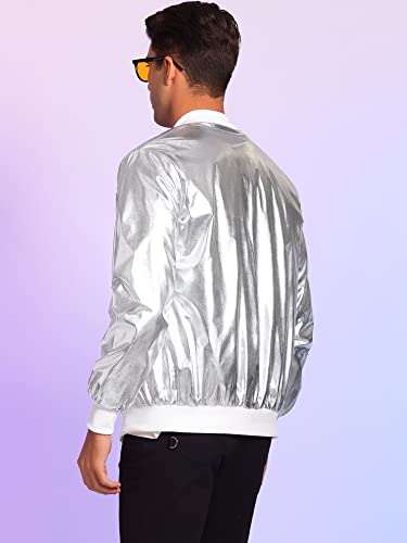 Lars Amadeus Shiny Varsity Jacket for Men's Lightweight Metallic Zip Up Baseball Bomber Jacket3