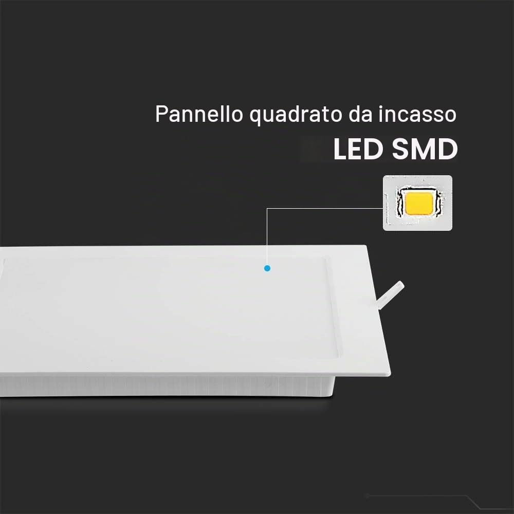 V-TAC VT-61018 Mini pannello led 18W pannello montaggio ad incasso quadrato 110lm/w luce bianco naturale 4000K - 10487