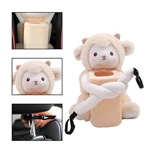 Cilindro de tecidos de carro | Caixas de tecido redondo bonito para carro com brinquedo de pelúcia p