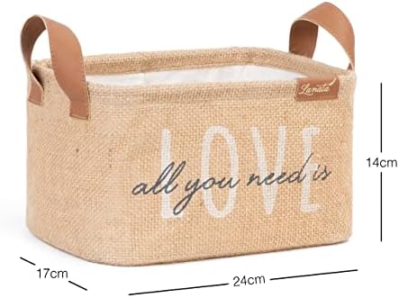 Ocean Home Textile Love Baskılı Dikdörtgen Jüt Sepet //24x17x14 - Görsel 2