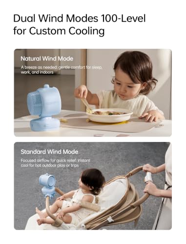 Image of JISULIFE Chic Quadpod Stroller Fan 2026 -120Auto Oscillation & 2 Wind Mode | 21H Super Runtime,100-Level Breeze, LED Display & 3-Level Nightlight, Baby Fan for Crib, Stroller & Bedroom, Gift for Moms