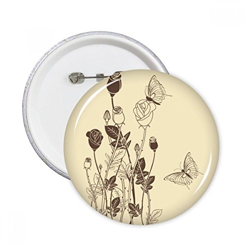 Pins badge Rose Papillon multicolore, bouton décoration vêtements robuste taille S lot de 5