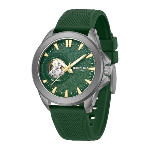 Image of Kenneth Cole Automatic Analog with Green Dial Green Silicone Strap Watch for Men - KCWGZ0103902MNW