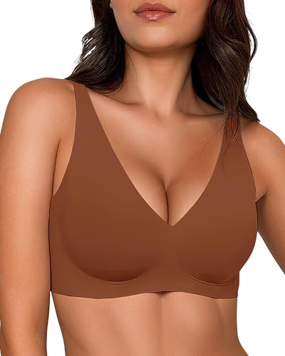Image of Gailife Deep V Jelly Bras for Women No Underwire Wireless Seamless Push Up Bra Comfort Support Plunge Bralette Full Coverage