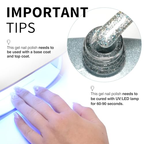 Image of CANNI 9ml Light Blue Glitter Gel Nail Polish High Gloss UV LED Soak Off Gel