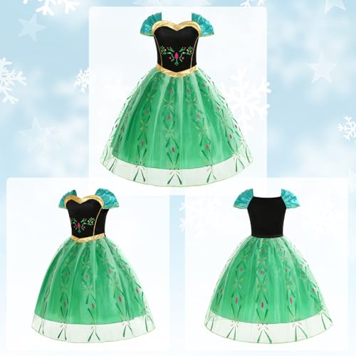 AHLPO Anna Dress Princess Elsa Dress Up for Girls Halloween Cosplay Princess Anna Costume Elsa Fancy Dress Birthday Outfit