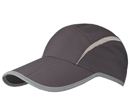 Connectyle Foldable Mesh Sun Cap Outdoor Sports Hat Breathable Sun Runner Cap with Reflective Trim,Dark Grey,55-60cm/21.5-23.5inch