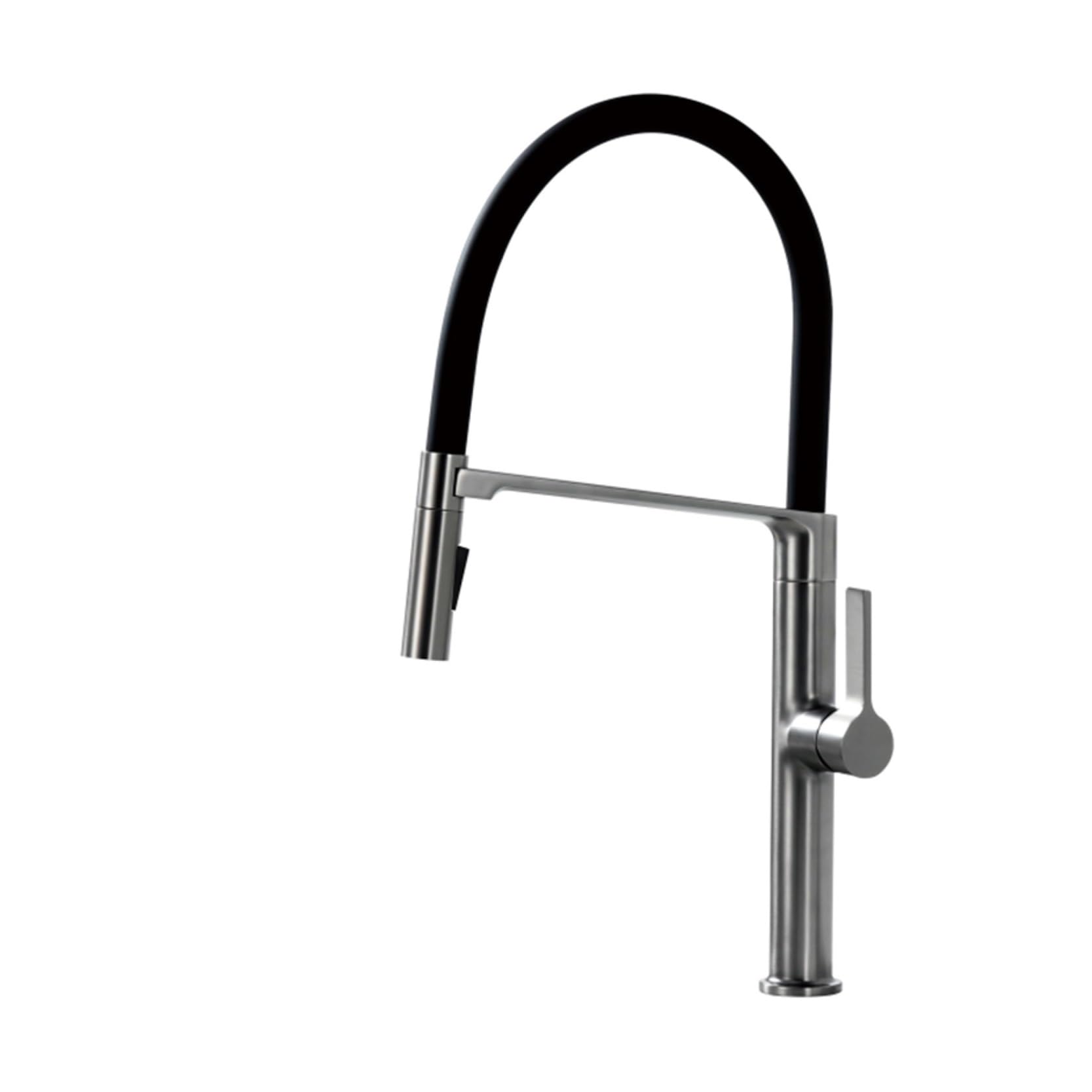 Robinet de cuisine mitigeur gris brossé avec douchette magnétique rotative