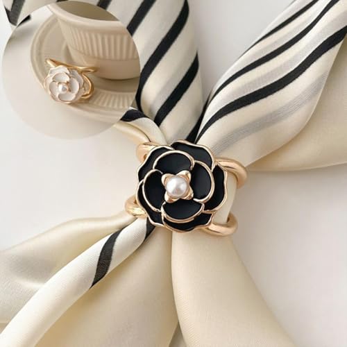 Image of 2 Pcs Scarf Ring Clips for Women Metal Shirt Tightener Cinch Buckle for Silk Scarf Shawl Blouse Sweater T Shirt Clothing Accessories