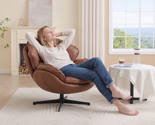 Fauteuil cuir PU pivotant 360° marron, Chairus