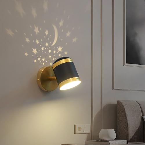 zhxinashu Applique murale Intérieure Etoile, Applique Murale LED Noir et Or, Lampe Murale pour Enfants pour Chambre à Coucher, Applique murale Moderne pour...