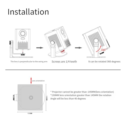 Soporte para proyector de escritorio ajustable con tornillo de 1/4 pulgadas 7