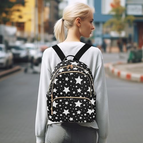 Image of Star Black White Mini Backpack Fashion Backpack Purse for Women,Handbag Shoulder Bag Casual Daypack, Ladies Gift for College Work (M)