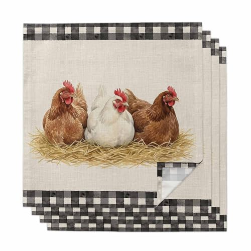 Servilletas de Tela Cuadradas Pack x4 Negro Blanco Marrón miniatura 1