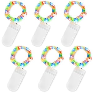 Jsdoin LED Mini Lichterkette mit Batterie, 6x20er Micro Lichterkette außen Batterie, 2M DIY kleine Lichterketten Wasserdicht für Party Hochzeit Weihnachten Beleuchtung Deko (Mehrfarbig, 6 Pack)