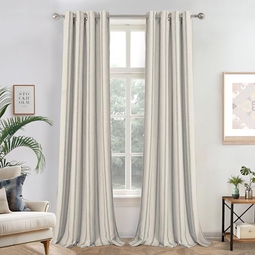 DriftAway Farmhouse Linen Blackout Curtains 102 Inches Long for Bedroom