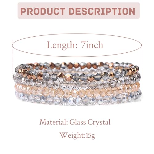 GUSXPPD Damen Kristall Perlen Armband, Mehrschichtiges Steine Armband, Boho Modeschmuck Armbänder Damen, Mehrschichtige Kristall Stein Perlen Armbänder für Frauen Mädchen (Bunt 4)