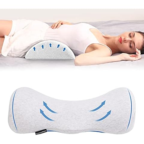 FAMOOKLAN Lumbar Support Pillow for Sleeping on Side Lower Back Sleeping Pillow Memory Foam Backrest Support Suitable for Side Back and Stomach Sleepers Cover