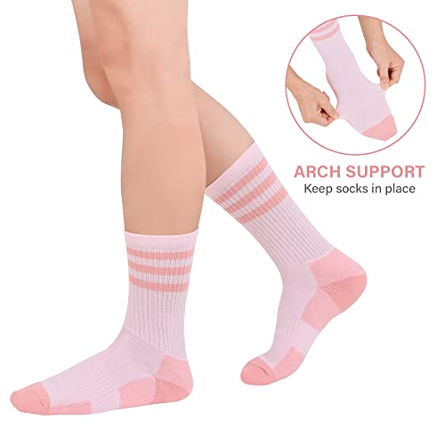 COOPLUS Womens Athletic Crew Socks 5 Pairs Outdoor Recreation Socks Performance Wicking Cushion Mid-Calf Socks3