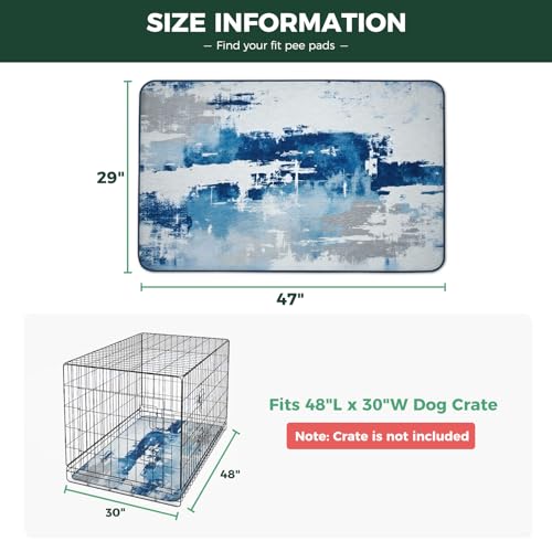 Image of FXW Washable Pee Pads for Dogs, Puppy Pads with Super Absorbent, Specifically Designed for 48inch Cages, 29 inch x 47 inch Rectangle, Tie-Dye Blue, 2 Packs
