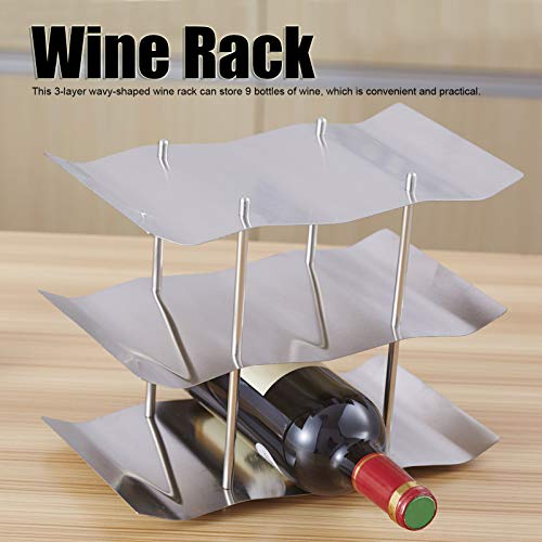 Soporte para vino de acero inoxidable 3 niveles para 9 botellas miniatura 3