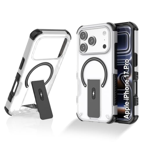 Image of ZAP CASE Matte Kickstand Case for iPhone 17 Pro | Magsafe Compatible | Premium Polycarbonate Back + Flexible TPU Bumper | Foldable Stand | Military-Grade Drop Protection | Anti-Fingerprint | White