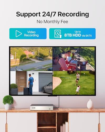 Image of ZOSI 8CH 3K Lite Security Camera System, 8X Home CCTV Cameras, No HDD