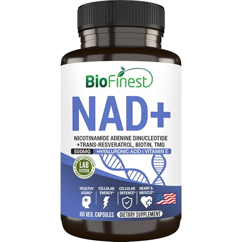 BioFinest NAD+ Booster Supplement Capsule 60 Count NMN Nicotinamide TMG Resveratrol 500mg Antioxidant Support