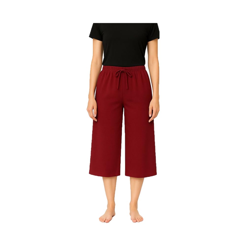 Womens Cotton Loosefit Capri, 3/4th Capri For Girls Marrone Single Pack-picture-55