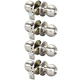 Rulart Door Knob with Lock Key - Keyed Entry Door Lock，Round Bedroom Door Knobs with Lock and Key,E