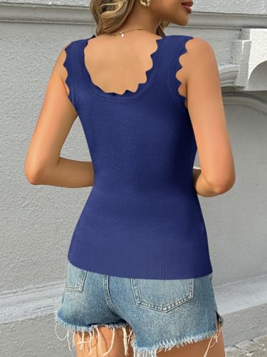 Image of Saodimallsu Womens Ribbed Knit Tank Top Summer Sleeveless Square Neck Casual Basic Slimming Sweater Vest Tops