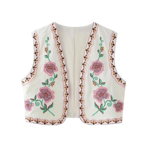 Chaqueta de entretiempo chaleco mujer floral corto para evitar el frío primaveral cambiante
