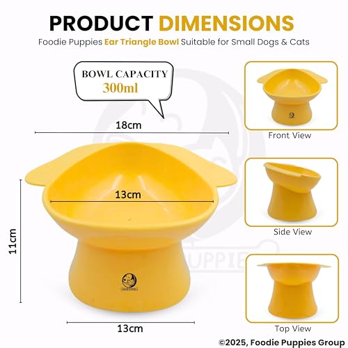 Image of Foodie Puppies Cat Food and Water Feeder (Triangle Bowl, Pack of 2) | Durable, Anti Vomiting, Healthy Cat Bowl for Persian Cat Prevent Tipping Over | Elevated Feeder for Cats and Small Dogs