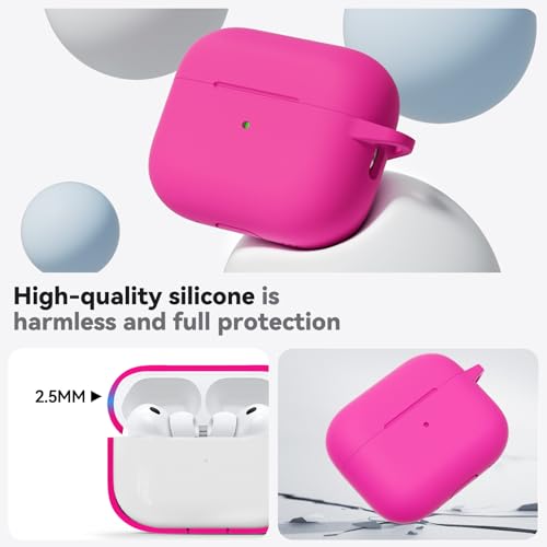 Image of Ljusmicker for AirPods Pro 3 Case 2025 with Cleaner Kit,Soft Silicone Protective Cover for Apple AirPods Pro 3rd Generation Cases for Women Men,for AirPod Pro 3 Cover with Keychain-Hot Pink
