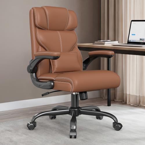 Image of Office Chair, Executive Mid-Back Computer Desk Chair with Flip-up Armrests