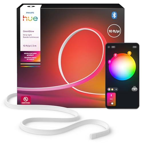 Philips Hue OmniGlow 9.8-Foot Micro LED Strip Light, 2700 lm, Vibrant Color and Ambiance, Flexible...