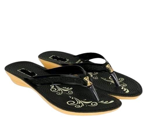 Latest Collection Women & Girls Printed Synthetic Fancy Flip Flops | Closed-Back PU Sole Flats | Pack of 1-image-2