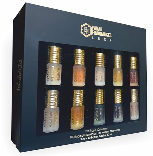 Parag Fragrances 10 in 1 Royal Collection White Oud,Bella Phool, Bramaha Kamal, Hawaii Blue, Kesar Chandan, Hibiscus Musk, Jannat Al firdaus, Himalyan Kasturi, Dehnal Oud & Musk Al Razali