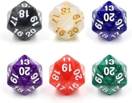 Miniatura 5 de 6 dados DND de 20 caras, dados poliédricos D20, dados de color perla de 0.866 pulgadas, surtido de dados D20 D20, 20 caras Cube D&D para Calabozos y