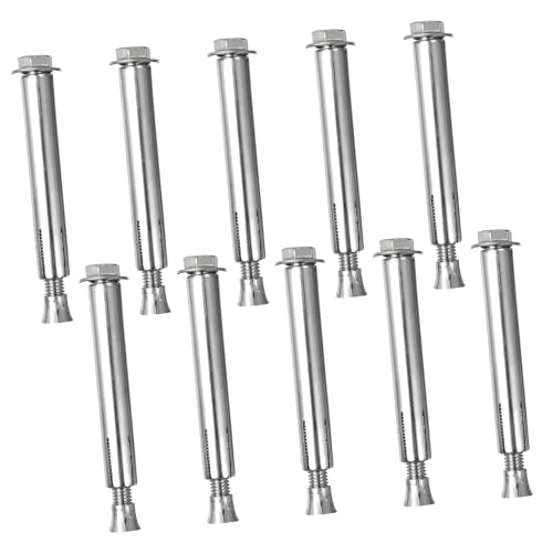 NAMOARLY Sturdy Expansion Bolts Screw Set 10pcs Anchors for Driveway Concrete and Asphalt Roads