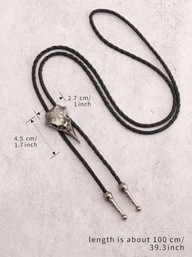 Image of Jeilwiy Bolo Tie for Men Western Cowboy Tie Necklace Gold Bolo Tie Leather Necktie Halloween Tie Accessories for Women
