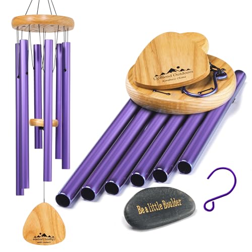 UpBlend Outdoors Windspiel für draußen – 73,7 cm silbernes Windspiel für draußen, harmonisches Windspiel für draußen, Windspiele für Mutter, Oma, Windspiel für sie