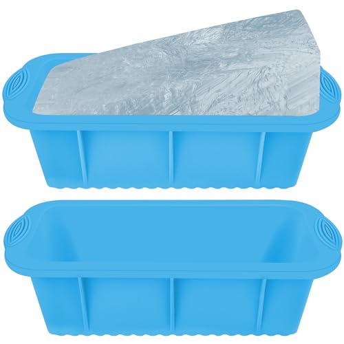 Moldes para bloques de hielo extra grandes, paquete de 2 moldes para hielo para baño de hielo o enfriador, moldes grandes de silicona para cubitos de hielo para enfriador de bañera fría(azul)