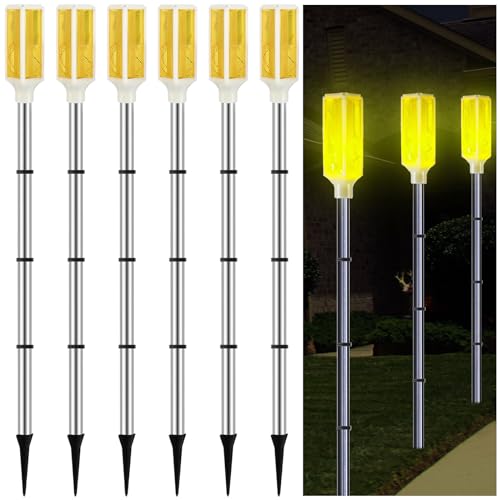 Réflecteur solaire pour allée Macarrie de 94 cm en lot de 6 balises jaunes extérieures